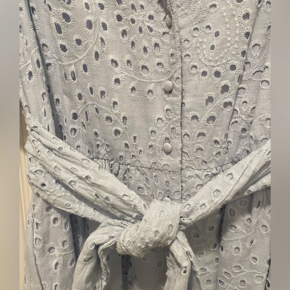 Main strip light blue dress lace eyelet Medium New with tags button down spring - Picture 10 of 15